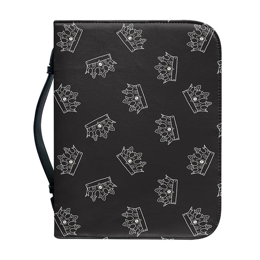 Doodle Crown Pattern Print Leather Bible Cover