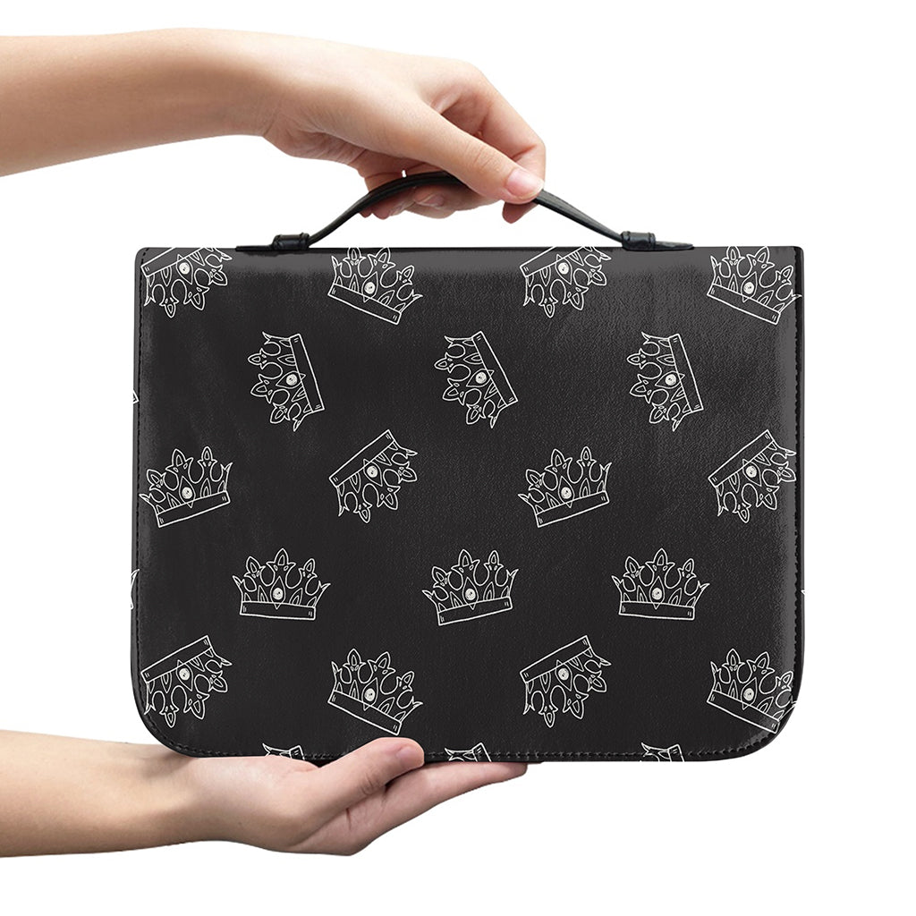 Doodle Crown Pattern Print Leather Bible Cover