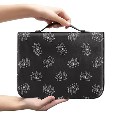 Doodle Crown Pattern Print Leather Bible Cover