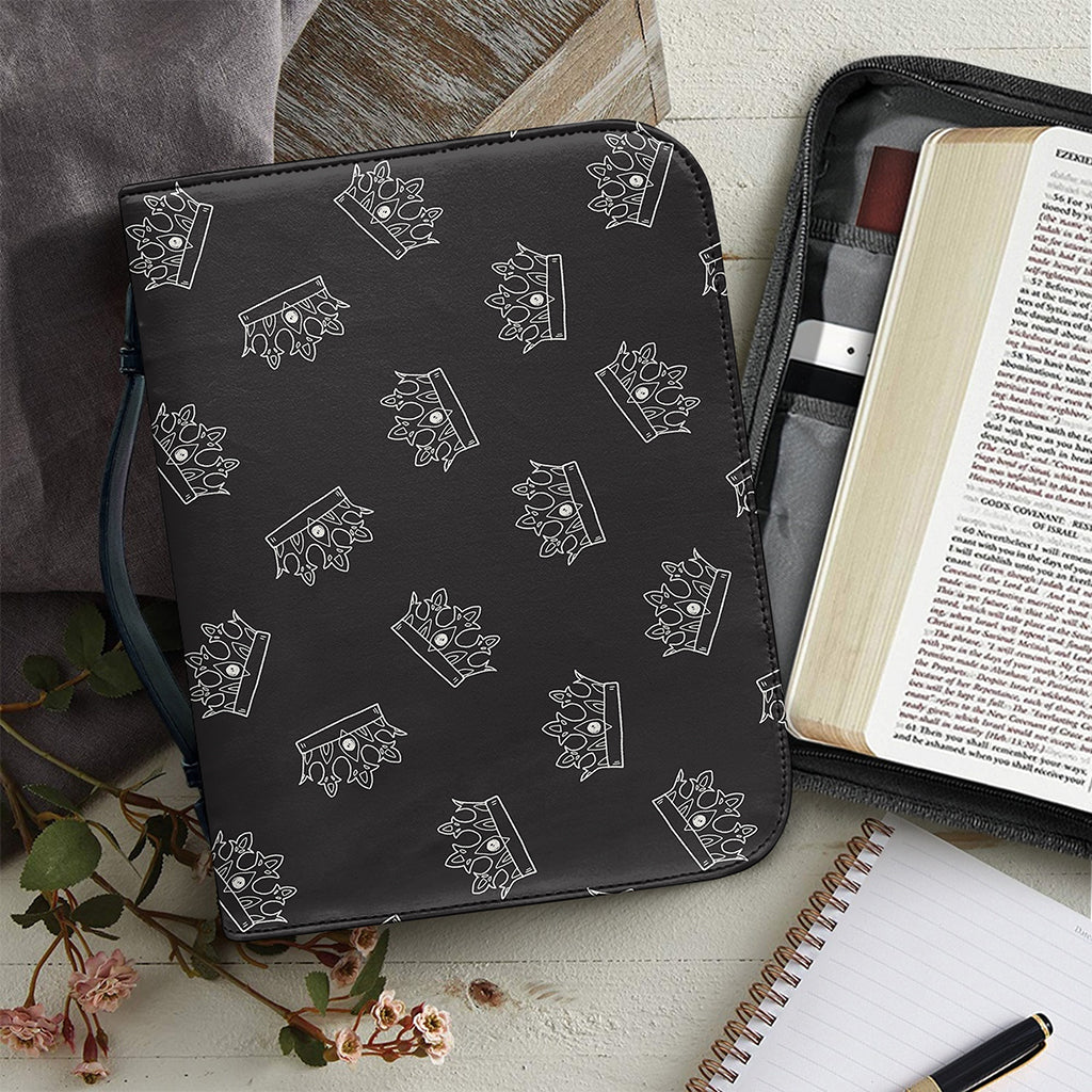 Doodle Crown Pattern Print Leather Bible Cover