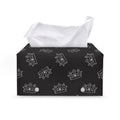 Doodle Crown Pattern Print Leather Tissue Box Cover