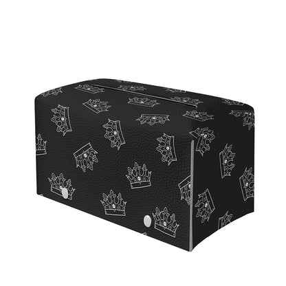 Doodle Crown Pattern Print Leather Tissue Box Cover