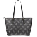 Doodle Crown Pattern Print Leather Tote Bag With Zipper
