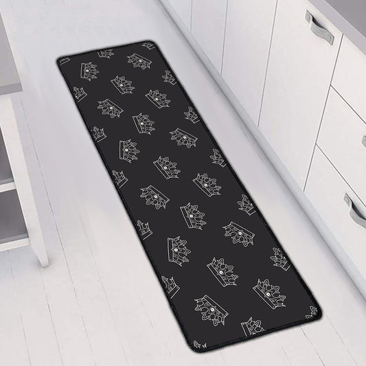 Doodle Crown Pattern Print Long Kitchen Mat