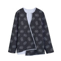 Doodle Crown Pattern Print Long Sleeve Short Coat