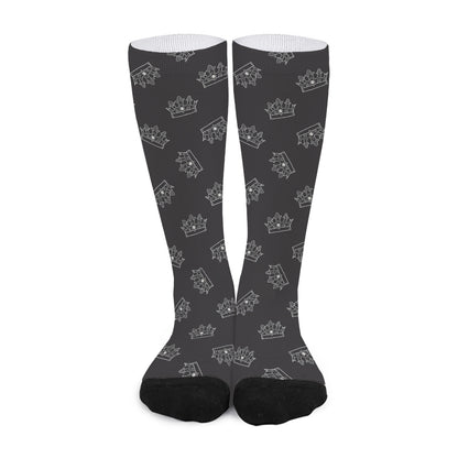 Doodle Crown Pattern Print Long Socks