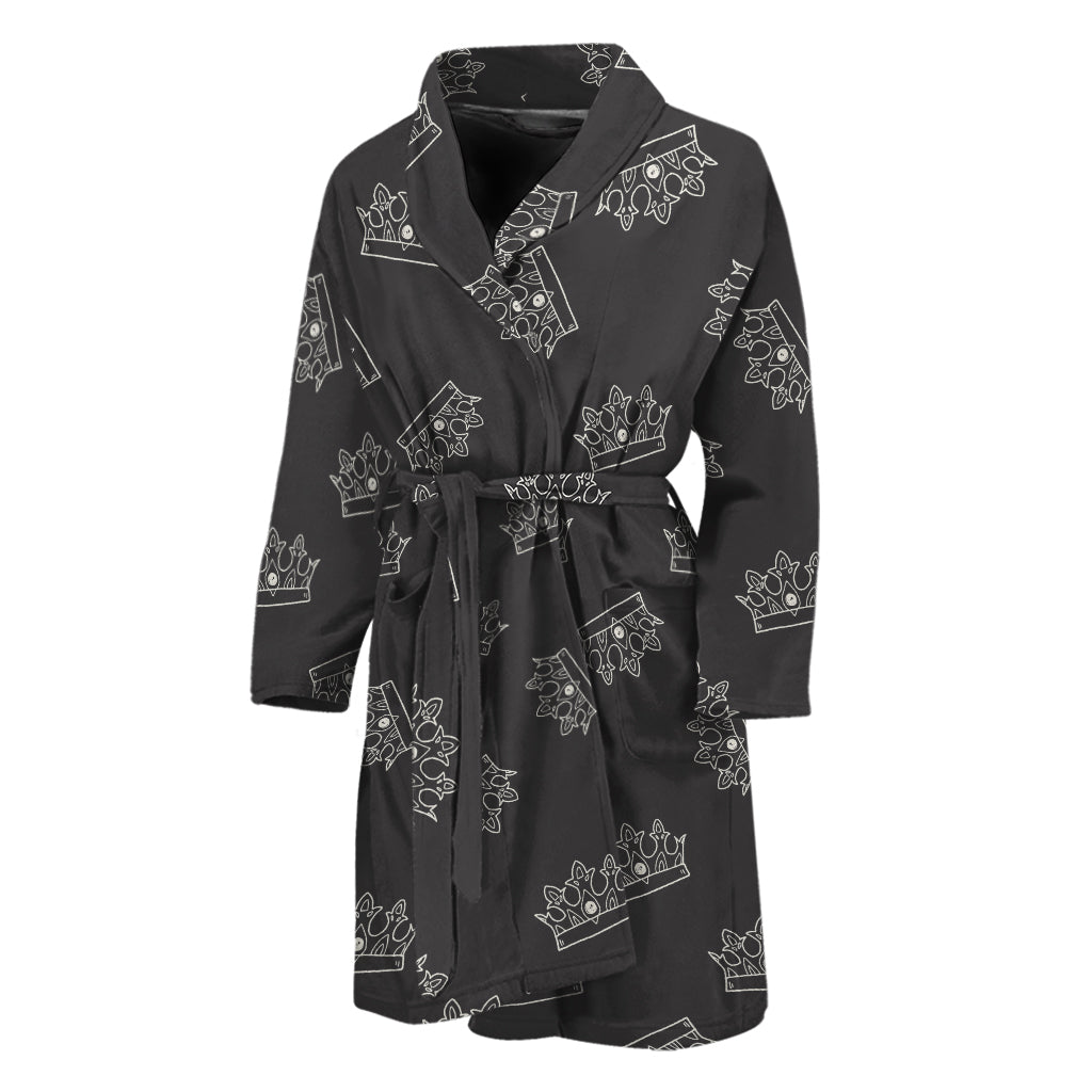 Doodle Crown Pattern Print Men's Bathrobe