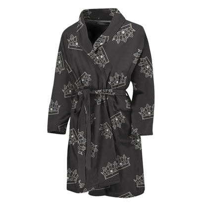 Doodle Crown Pattern Print Men's Bathrobe