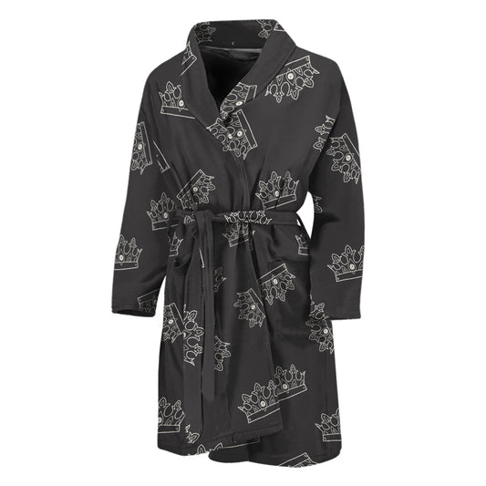 Doodle Crown Pattern Print Men's Bathrobe