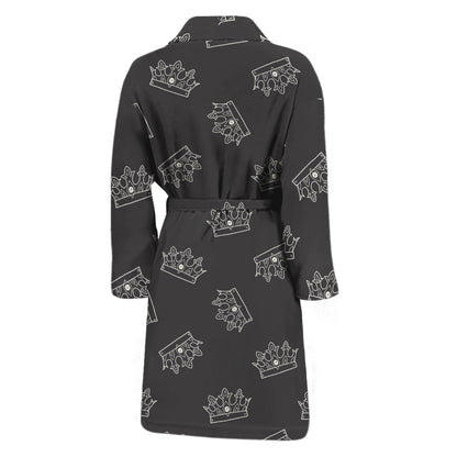 Doodle Crown Pattern Print Men's Bathrobe