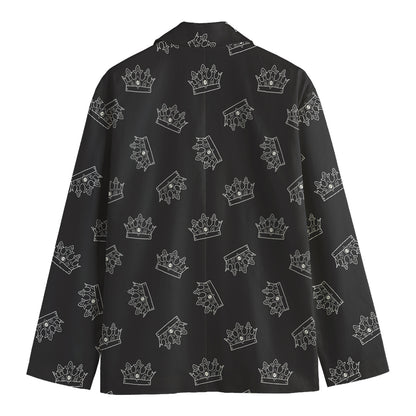 Doodle Crown Pattern Print Men's Blazer