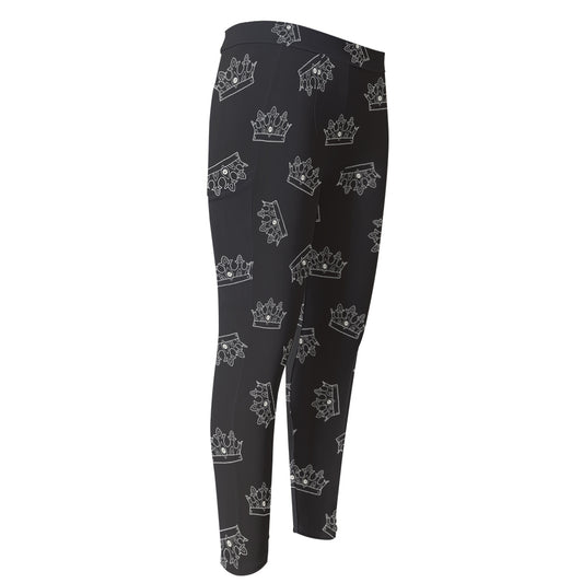 Doodle Crown Pattern Print Men's Compression Pants