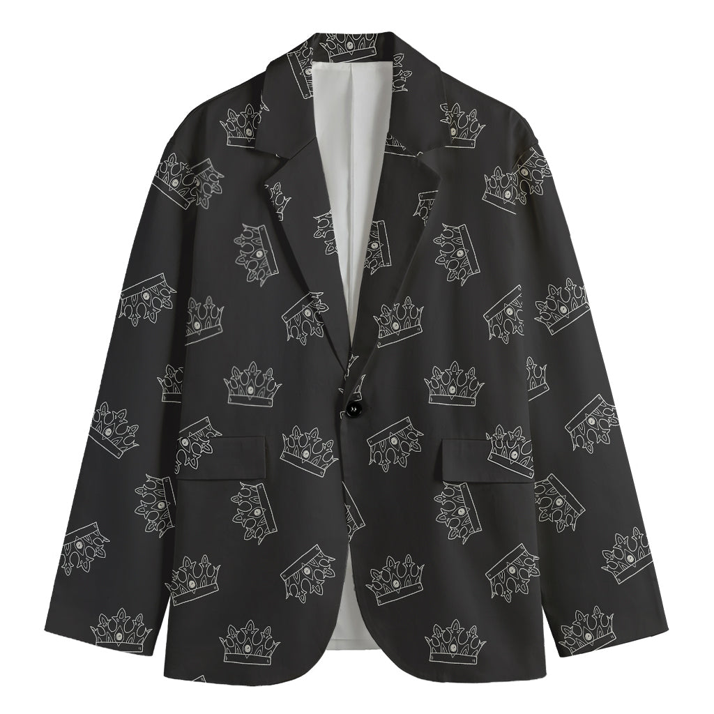 Doodle Crown Pattern Print Men's Cotton Blazer