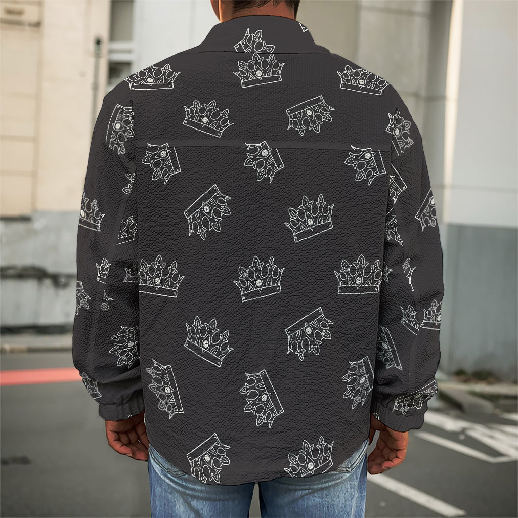 Doodle Crown Pattern Print Men's Shirt Jacket