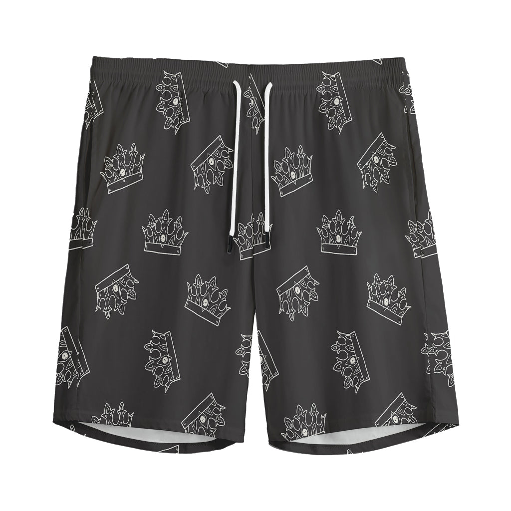 Doodle Crown Pattern Print Men's Sports Shorts