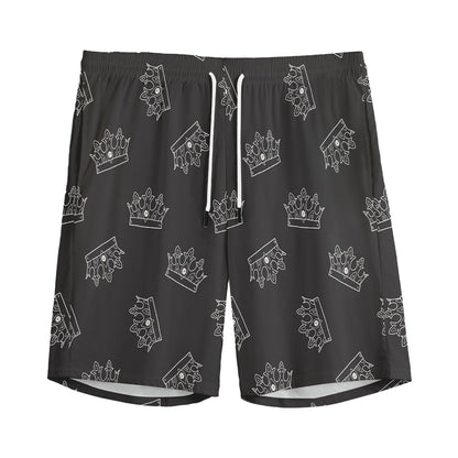 Doodle Crown Pattern Print Men's Sports Shorts