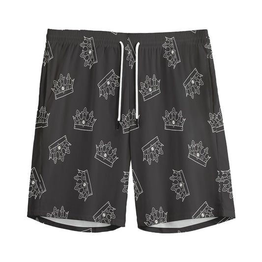 Doodle Crown Pattern Print Men's Sports Shorts