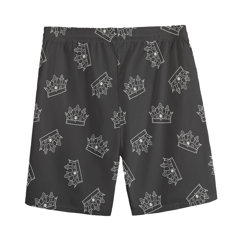 Doodle Crown Pattern Print Men's Sports Shorts