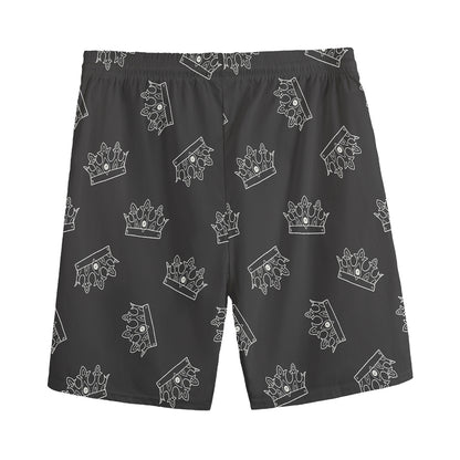 Doodle Crown Pattern Print Men's Sports Shorts