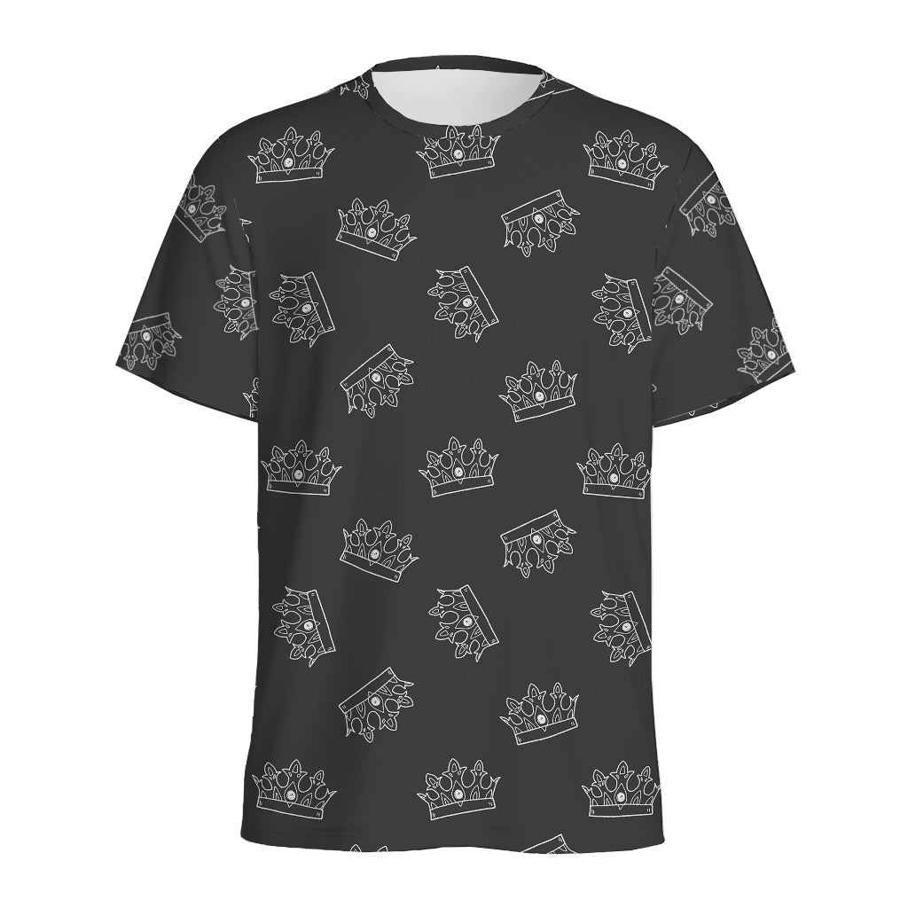 Doodle Crown Pattern Print Men's Sports T-Shirt