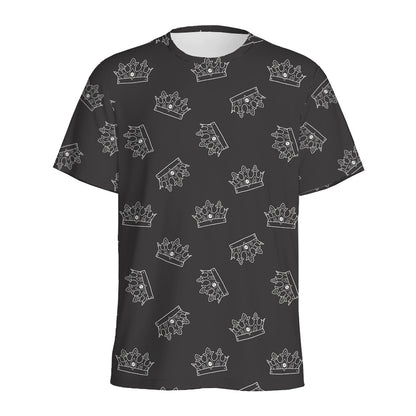 Doodle Crown Pattern Print Men's Sports T-Shirt
