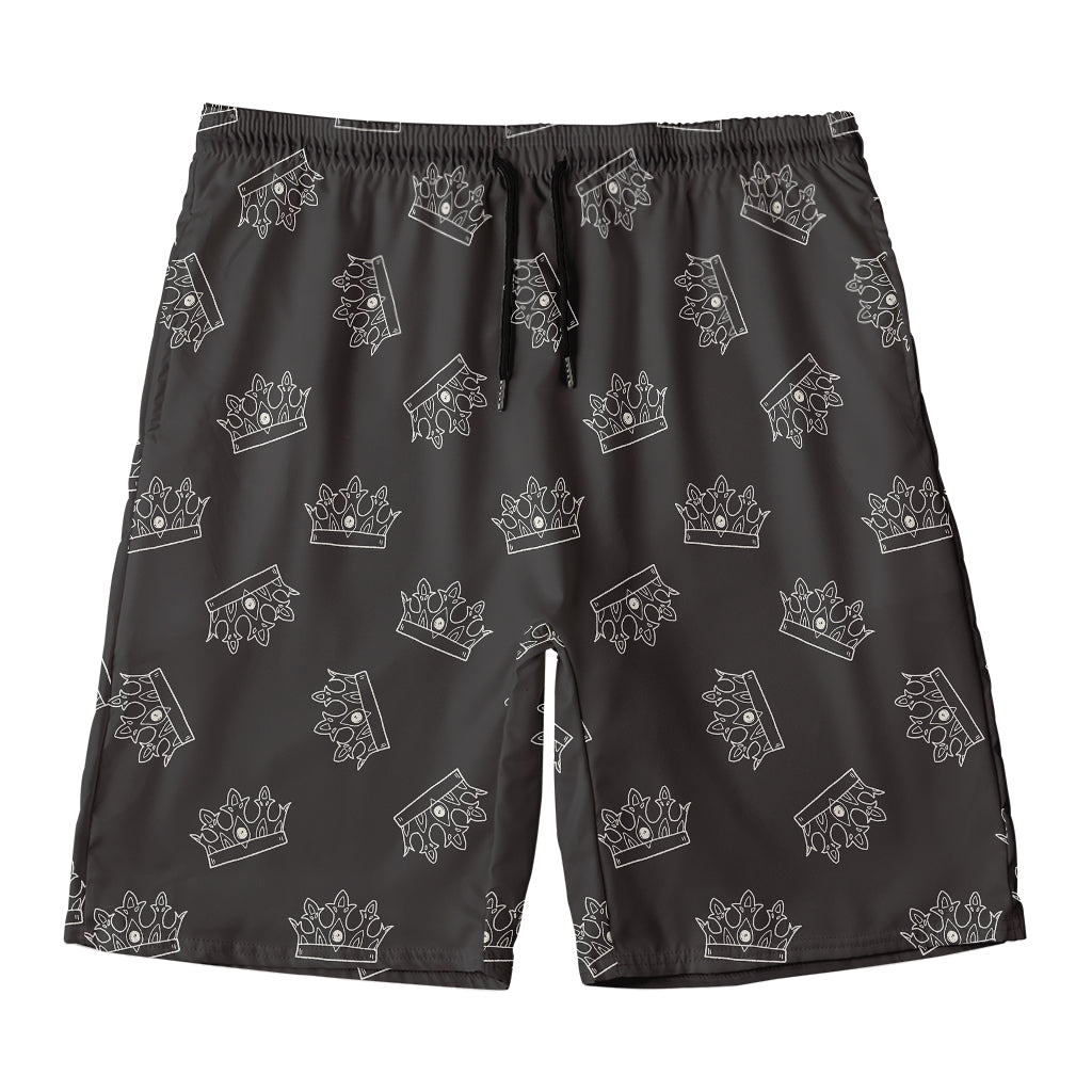 Doodle Crown Pattern Print Men's Swim Trunks