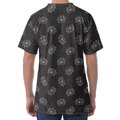Doodle Crown Pattern Print Men's Velvet T-Shirt
