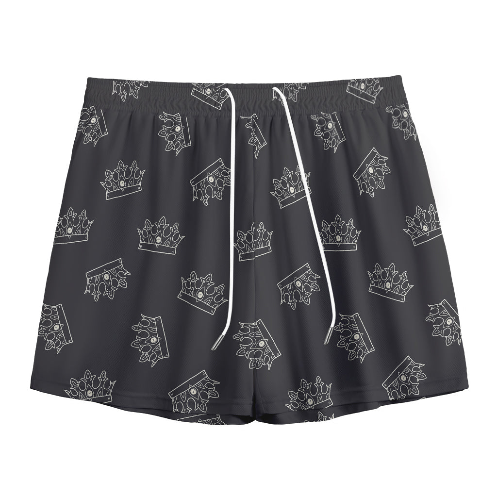 Doodle Crown Pattern Print Mesh Shorts
