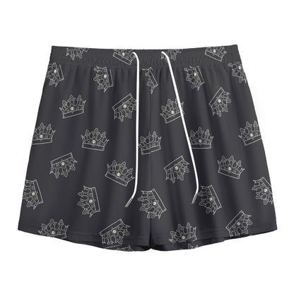 Doodle Crown Pattern Print Mesh Shorts