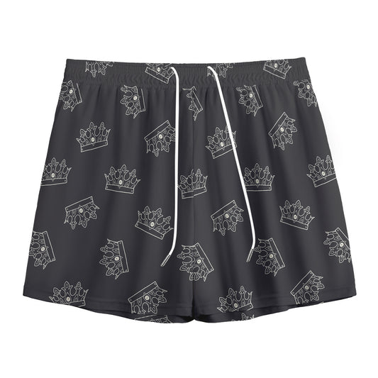 Doodle Crown Pattern Print Mesh Shorts
