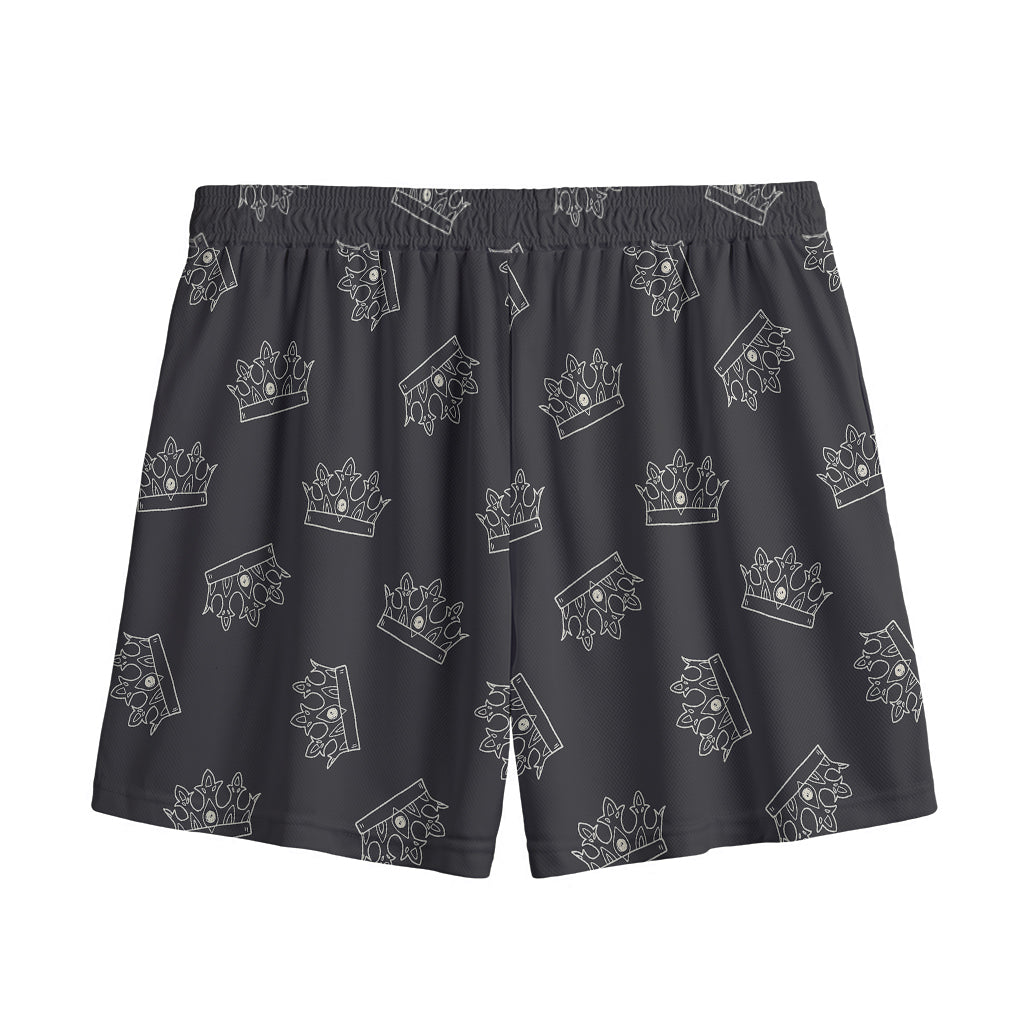 Doodle Crown Pattern Print Mesh Shorts