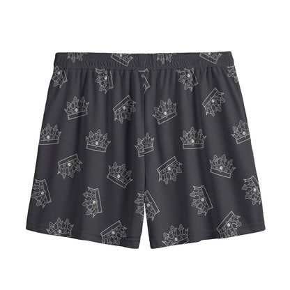 Doodle Crown Pattern Print Mesh Shorts