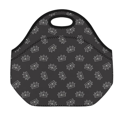 Doodle Crown Pattern Print Neoprene Lunch Bag