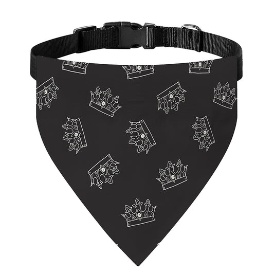 Doodle Crown Pattern Print Over The Collar Dog Bandana