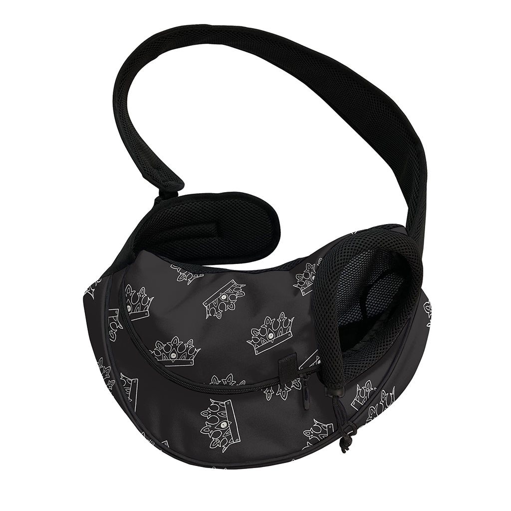 Doodle Crown Pattern Print Pet Sling Carrier