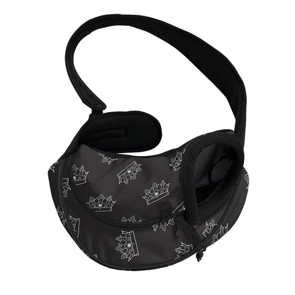 Doodle Crown Pattern Print Pet Sling Carrier
