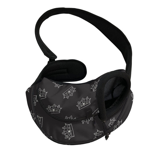 Doodle Crown Pattern Print Pet Sling Carrier