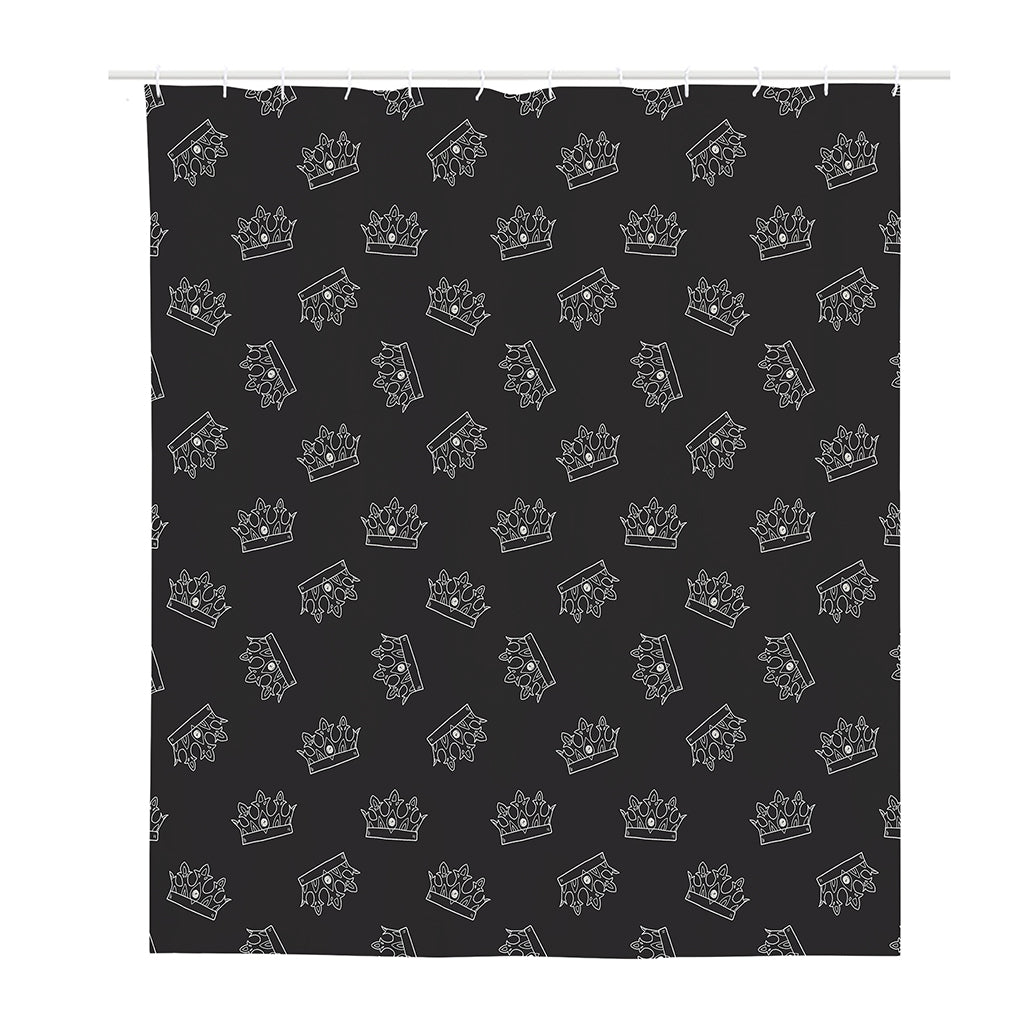 Doodle Crown Pattern Print Polyester Shower Curtain