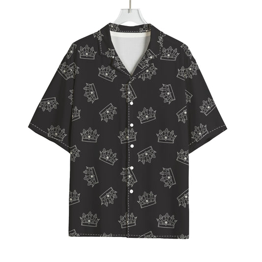 Doodle Crown Pattern Print Rayon Hawaiian Shirt