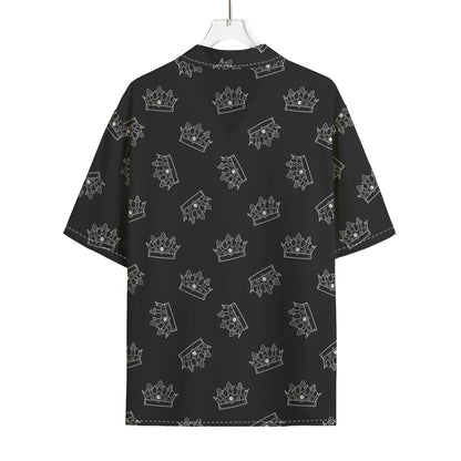 Doodle Crown Pattern Print Rayon Hawaiian Shirt
