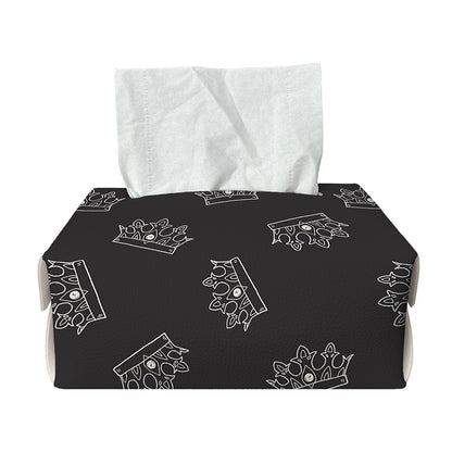 Doodle Crown Pattern Print Rectangle Tissue Box Cover