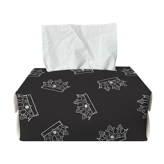 Doodle Crown Pattern Print Rectangle Tissue Box Cover