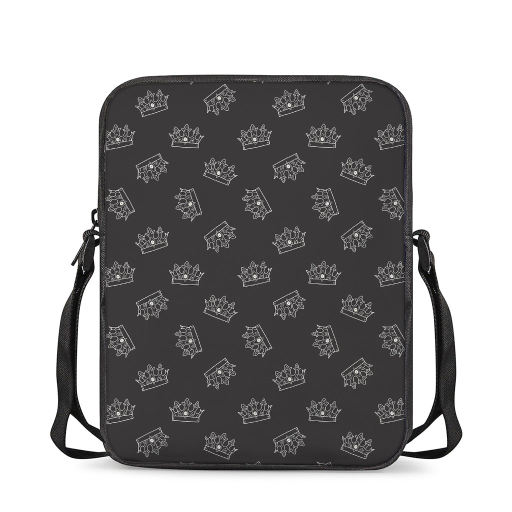 Doodle Crown Pattern Print Rectangular Crossbody Bag