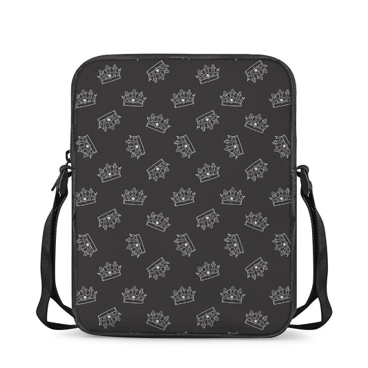 Doodle Crown Pattern Print Rectangular Crossbody Bag