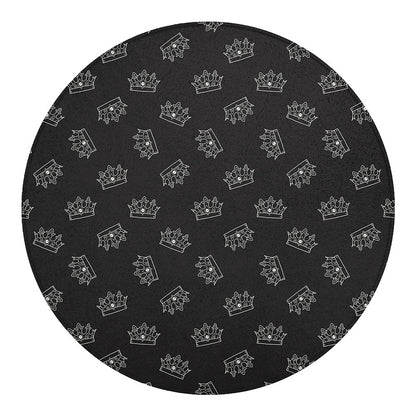 Doodle Crown Pattern Print Round Blanket