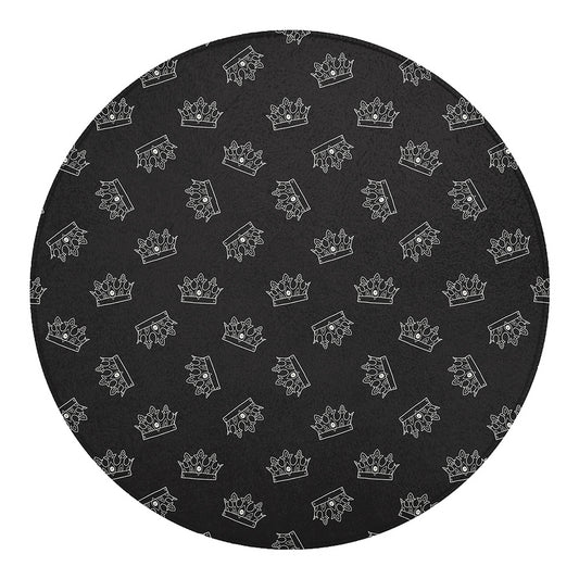 Doodle Crown Pattern Print Round Blanket
