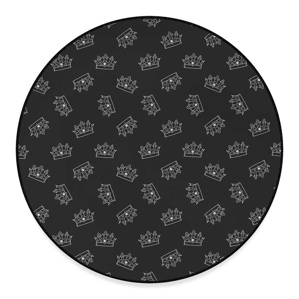Doodle Crown Pattern Print Round Floor Mat