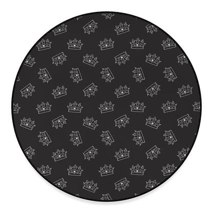 Doodle Crown Pattern Print Round Floor Mat