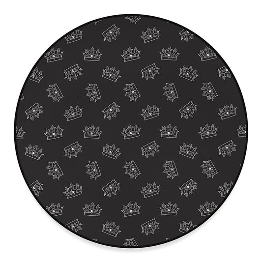 Doodle Crown Pattern Print Round Floor Mat