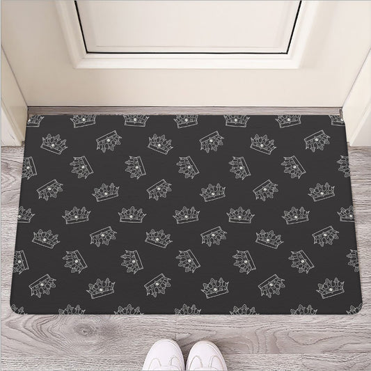 Doodle Crown Pattern Print Rubber Doormat